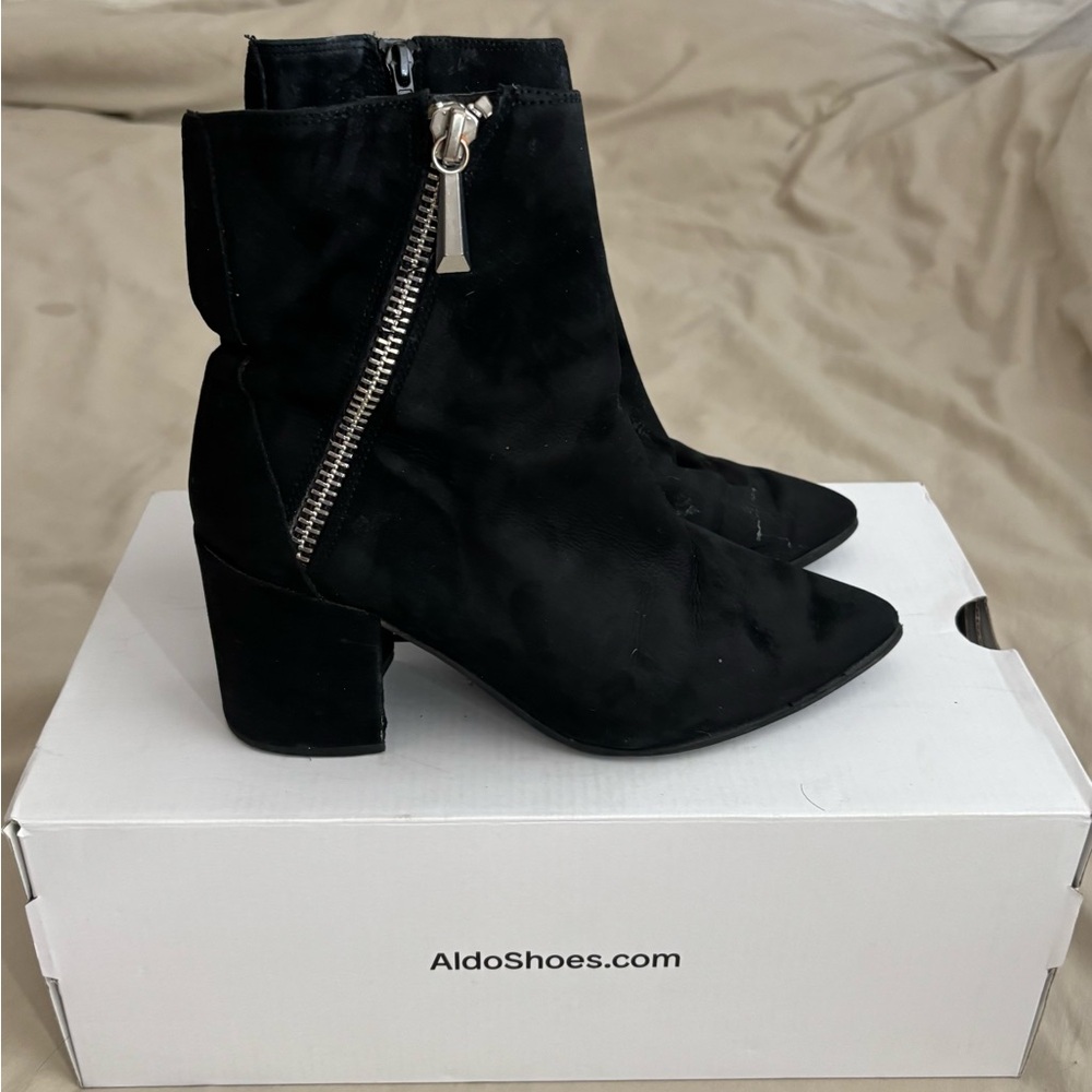 Aldo Black Ankle Booties with Zipper Detail